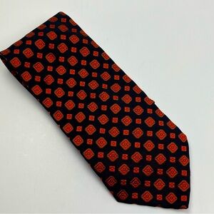 Fratelli Moda Black Orange Mens Necktie Tie‎ 100% Silk Italy Preppy Office